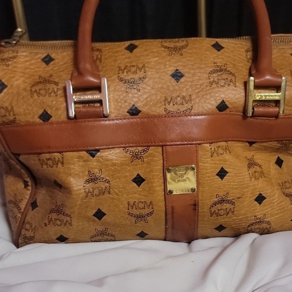 MCM Tan and Brown Boston Bag In Like New Condition - Picture 1 of 5